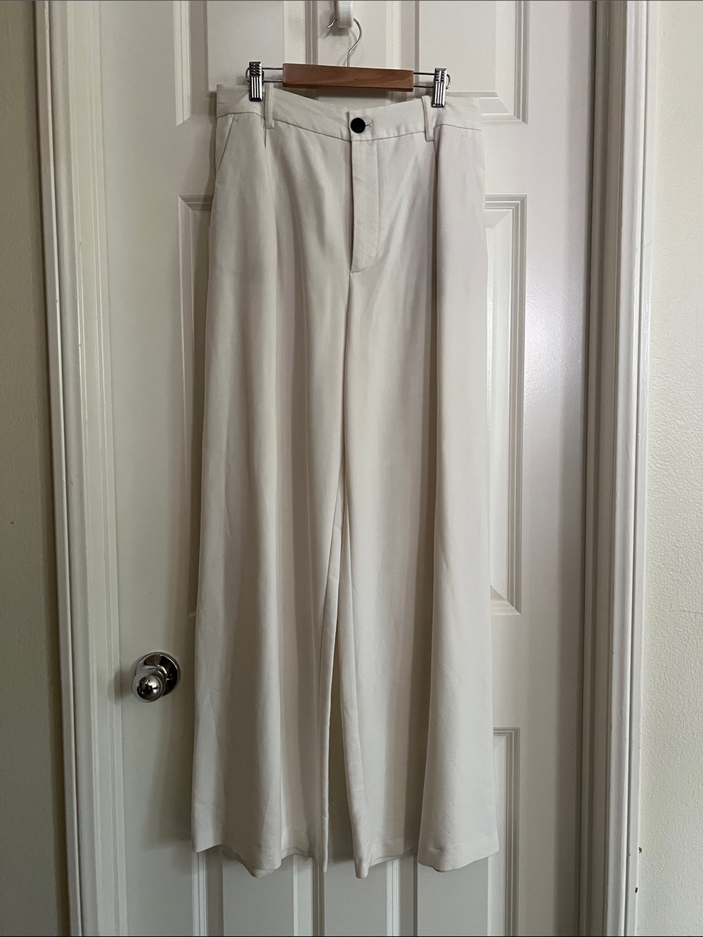 Zara Cream Wide-Leg Trousers